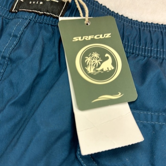Surf Cuz Teal Striped Swim Trunks NWT Medium - Picture 5 of 6